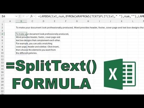 How to split paragraph of text across multiple rows in excel | LAMBDA