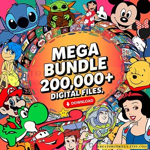 Mega Svg Bundle 200.000 Files, Cartoon Svg Bundle, Dtf Designs, Cricut Files, Lifetime Access, Insant Download, for Etsy Sellers,holiday Svg - Etsy