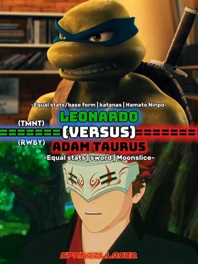 Leonardo(TMNT) vs adam taurus(RWBY)