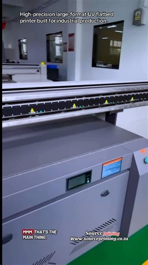 SourcePrinting on Instagram: "High-precision large-format UV flatbed printer built for industrial production. You print directly on rigid materials with sharp detail and stable color. The 3200 x 2000 mm bed handles full boards in one run. No mounting. No lamination. You print and deliver. You work on acrylic, aluminum, wood, glass, PVC, foam board, metal and more. White ink and varnish support layered effects and premium finishes. Output stays consistent for signage, branding panels and custom d