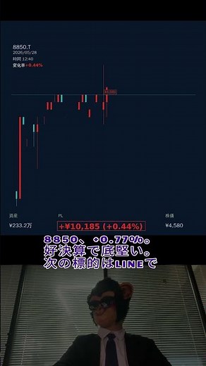 【8850】スターツ、+0.77%。好決算と増配で底堅い。次の標的はLINEで。#8850 #スターツ #不動産株 #日本株 #増配