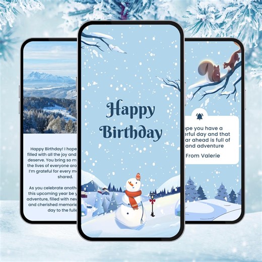 Animated Cozy Winter Birthday Video Card With Music | Editable Canva Template | Digital Greeting E-card | Last Minute Birthday Gifts - Etsy