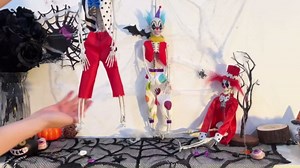 Halloween Skeleton Decorations - 16" Clown Skeleton Decorations, Full Body Mini Skeleton, Halloween Hanging Skeleton for Yard, Garden, Lawn, Patio, and Haunted House Decor - 3 Pack