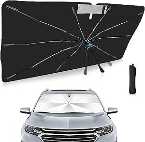 2025 Upgrade Windshield Sun Shade Umbrella Custom Fit Chevrolet Equinox 2018-2025 Foldable UV Protection Car Cover, Emergency Rain Shield & Dashboard Protector - Durable Auto Accessory
