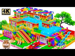 Satisfying Video | Build Minecraft Three Story Villa House Has Slime Fountain On Balcony