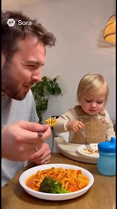 3.2M views · 79K reactions | Toddler Teaches Daddy Manners  A toddler catches her dad talking with his mouth full and, with the cutest bossy tone, says, “Daddy, chew then talk. You know better!” The moment is both hilarious and heart-melting. #ToddlerTalk #FamilyLaughs #CutestMoments #AI — created with Sora AI | JoyScroll | Facebook