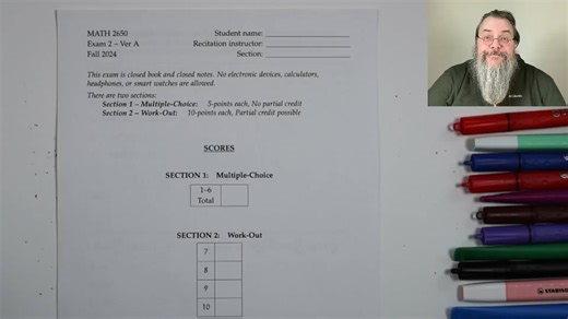 Calc 3, Exam 2 walkthrough (Fall 2024)