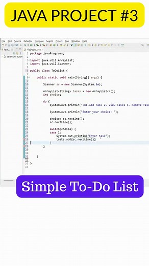 Java Project #3 Simple ToDo List #java #javashorts #javaprojects