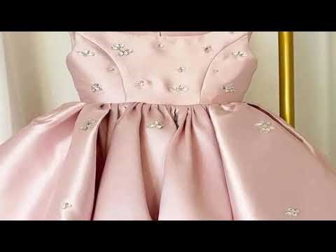 Luxury Dresses For Children Pink Satin Princess Dress For Girls Piano Performance Formal Prom