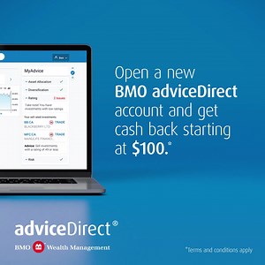 237 reactions · 20 comments | With BMO adviceDirect, you can get personalized trading advice and cash back starting at $100* when you open a new account. Use promo code: ADCASH2500 | BMO Financial Group | Facebook