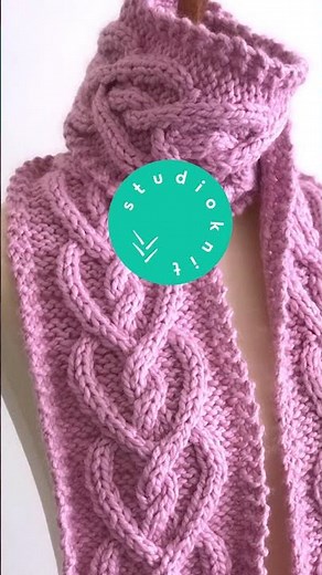 My Pretty Heart Cable Scarf #shorts #knittingpattern #cableknitting