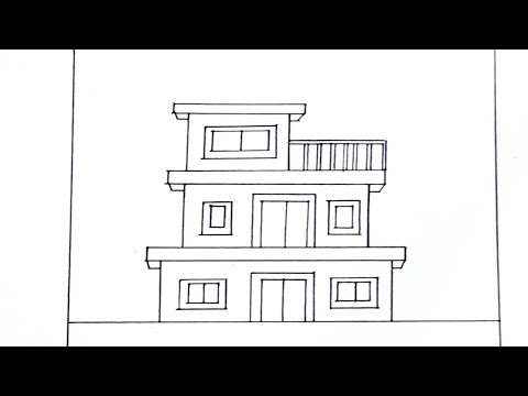Easy Modern House Drawing for Beginners | Step by Step