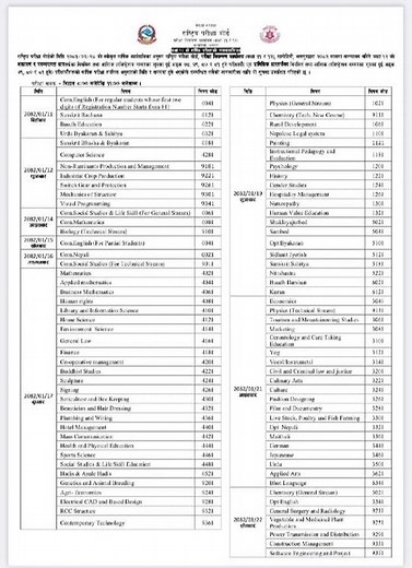 Class - 12 ( NEB ) | 2082 Exam Routine