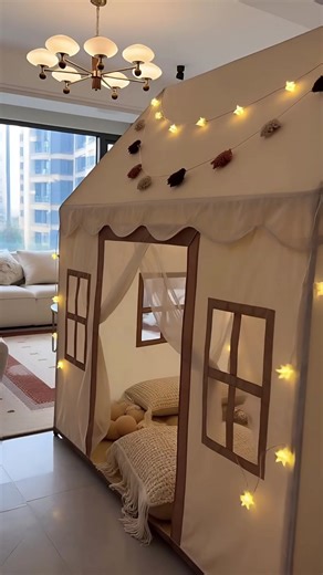 Dreamy Neutral Play Tent with Lights on Sale Now
