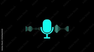 Recording Audio Icon with Microphone and Wave Form of Sound or Music. Record Concept. Audio wave microphone icon animation.