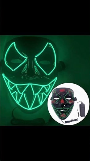 Halloween LED Neon Glow Mask, Scary Spooky Party Costume, Trick or Treat Accessory, Rave Festival