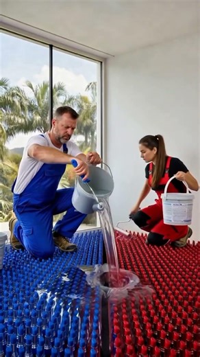 This Split Floor is INSANE… Blue vs Red Lipstick Epoxy Battle 😱🟥🟦 #shorts #relax #gaming #build