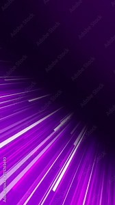 Background of purple and white neon bright lines coming from front to back and fading at center creating a diagonal dark shadow line. Stream of glowing fast moving speed lines.