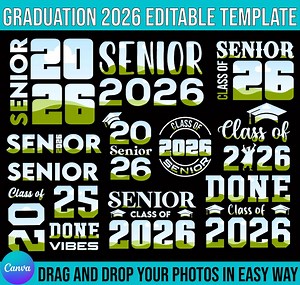 Graduation 2026 Canva Template Bundle, Senior Class of 2026 Editable Designs, Drag and Drop Graduation Graphics, Digital Download - Etsy UK