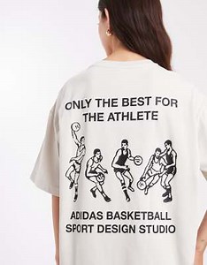 adidas Originals Basketball t-shirt with back graphic in beige | ASOS