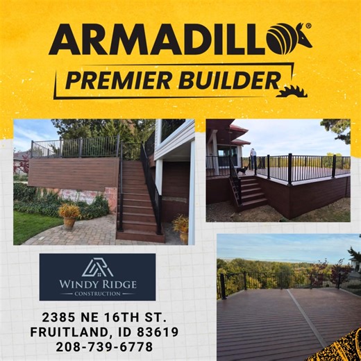Windy Ridge Construction, LLC is the ultimate deck builder to transform your outdoor space with Armadillo decking! Expect nothing but excellence from this Premier Builder! 🌟🔨 #ArmadilloDecking #PremierBuilder | TurboClip