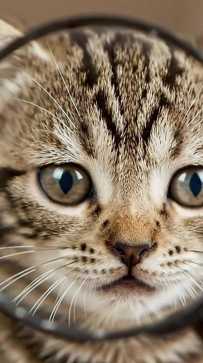 Mini Detective – kitten sticking its head into a magnifying glass, eyes huge. #cutecats #cutecatcrew #cutecatskittens | Cats Life