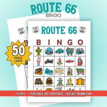 Route 66 Bingo Game | USA Travel & Road Trip Printable Activity