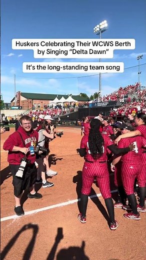 Nebraska Softball Singing Delta Dawn in Celebration
