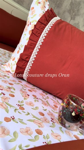 Parure de draps Orange #خياطة #couture #دراوات_للعرايس #paruredelit #عروسة