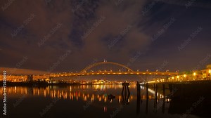 Time Lapse of Clouds and Traffic Over Fremont Bridge Portland OR