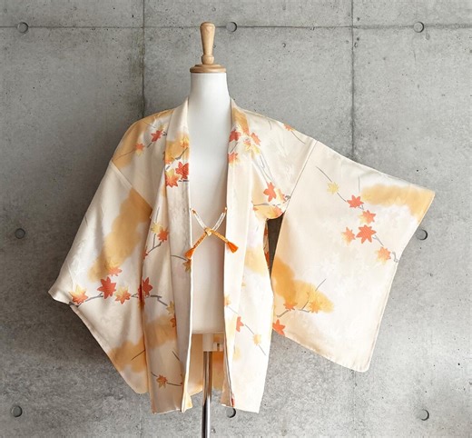 F1727: Japanese Vintage Kimono Haori, Jacket, Robe, Dress. Orange. - Etsy