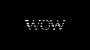 Wow ascii animation loop on black background. Ascii code art symbols typewriter in and out effect with looped motion.