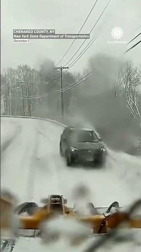 Car Slams Into Snow Plow — Winter Driving Warning
