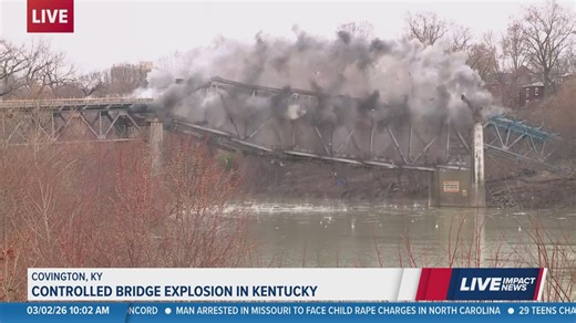Controlled explosion takes down bridge in Kentucky