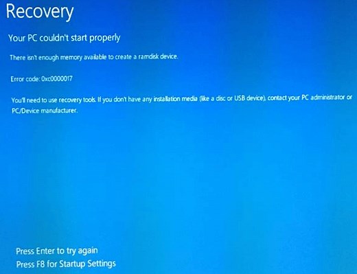 How to Fix Windows 10 Upgrade Error Code 0xc0000017