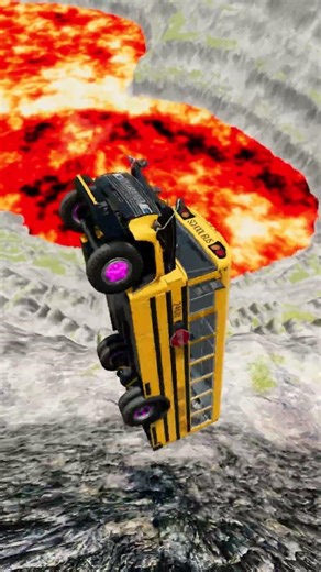 School Bus and Car vs Giant Lava Pit – BeamNG.drive #beamng #shorts #beamngdrive #usa #brasil