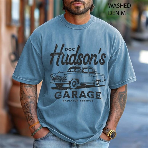 Retro Doc Hudson's Garage Shirt, Radiator Springs Doc Hudson Shirt, Pixar Cars, Men's Disneyland Tee, Cars Land Shirt, Boyfriend's Gift - Etsy