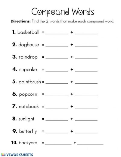 Compound words 1 worksheet