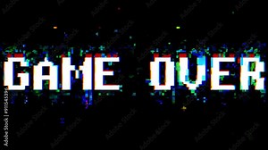 "Game Over" 8 bit Glitch Text Animation Loop Rendering with Alpha Channel Background 8bit Text Stock Video