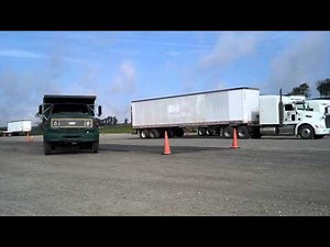 CDL parallel parking dump truck and trailer