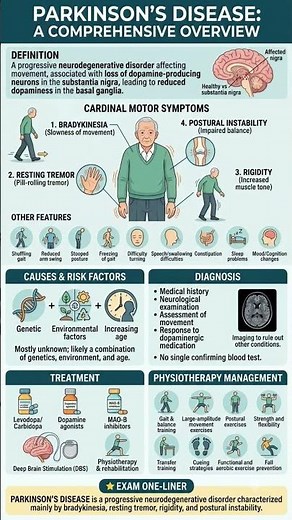 🧠 Parkinson’s Disease – Symptoms, Causes, Treatment & Physiotherapy