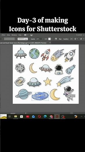 Creating cute space icons for Shutterstock | approved or rejected? #graphicdesign #shutterstock