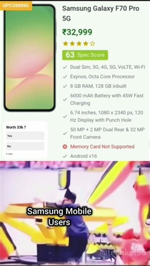 Samsung Galaxy F70 Pro 5G ⚡ Full Specs In Just 8 Sec