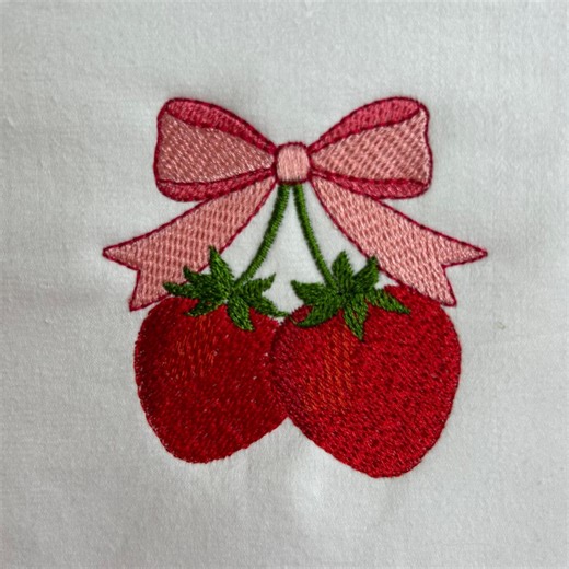 Strawberry Bow Embroidery Design, Table Runner Pattern, Fruit Kitchen Decor - Etsy