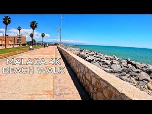 ❤️ 17 Minute Beach Walk 🥰 Relaxing Seaside Promenade Near Malaga Airport In Spain | 4K No Talking
