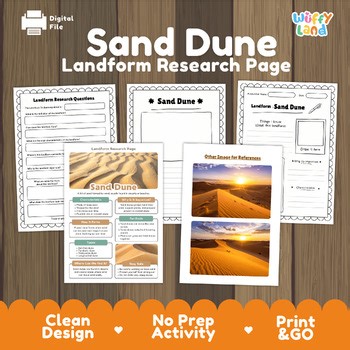 Sand Dune Landform Research Project Desert Geography Science Worksheet Activity