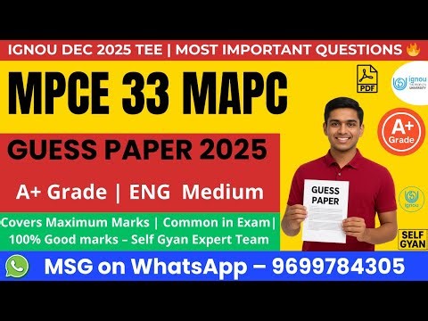 MPCE-33 Guess Paper MAPC IGNOU 2025 | Most Important Questions | Exam Oriented by Self Gyan