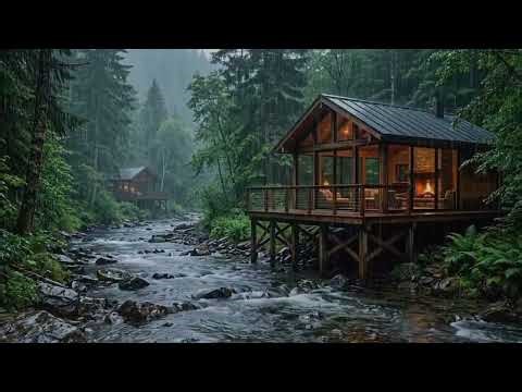 Rain Sounds in Cozy Cabin by River 🌧️ Can't Sleep? This Will Help You Instantly