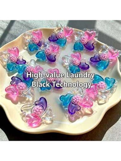 50pcs/Pack 8g 5-In-1 Laundry Detergent Capsules, Transparent Cleaning + Purple & Blue Softening + Fragrant Pink Core, 5-In-1 Effect, Protects Clothes & Colors, Economical Family Pack | SHEIN