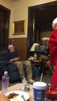 2017—Dad about fell over! 😂😂😂 I found only one singing telegram in Indy. Called the sisters and here it is……. | Patsy Sullivan Pierce